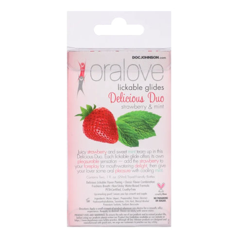 Doc Johnson Oralove Delicious Duo zum Lecken mit Erdbeere & Minze