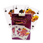 Playing cards with colorful Kamasutra designs on a white background