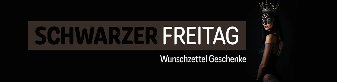 Promotional banner for 'Schwarzer Freitag' with a person in a mask against a black background.
