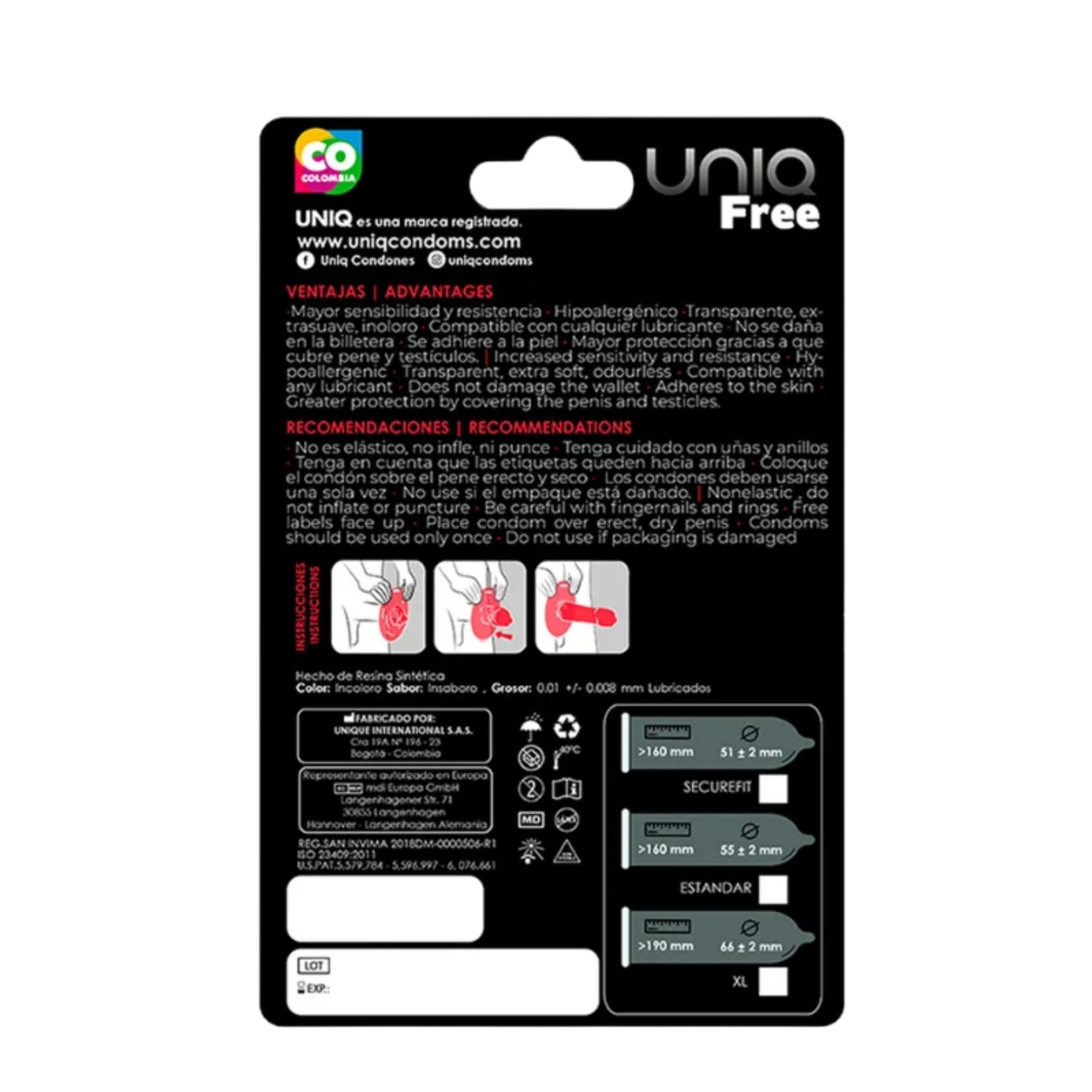 Uniq Free Kondome 3er Pack Zweitbild