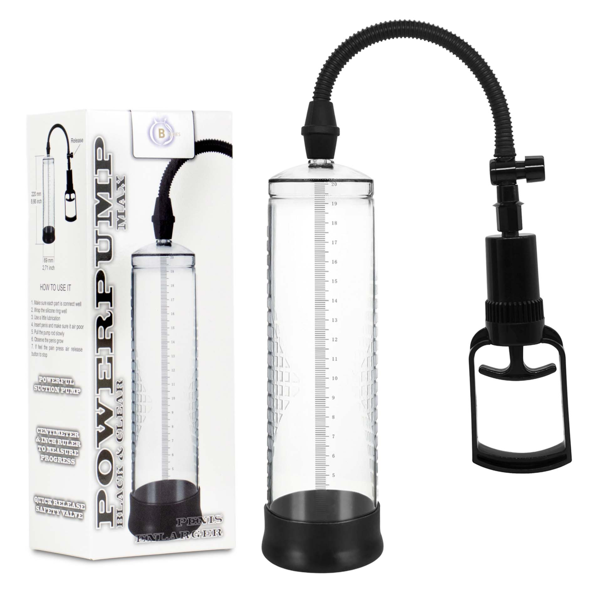 B-Series Power Pump Max Schwarzer & transparenter Penisvergrößerer Zweitbild