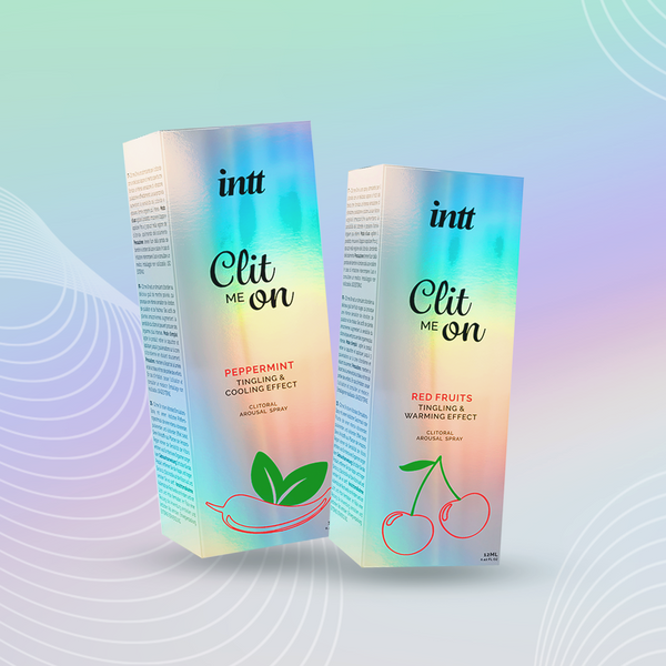 Two 'intt' product boxes with colorful gradient design on a light background