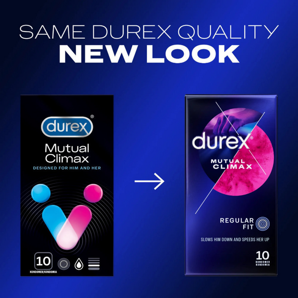 Durex Mutual Climax condoms new packaging design comparison, same quality