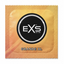 Close-up front view of a single gold/peach EXS Grande XL condom foil wrapper centered with the black EXS logo and "GRANDE XL" text.