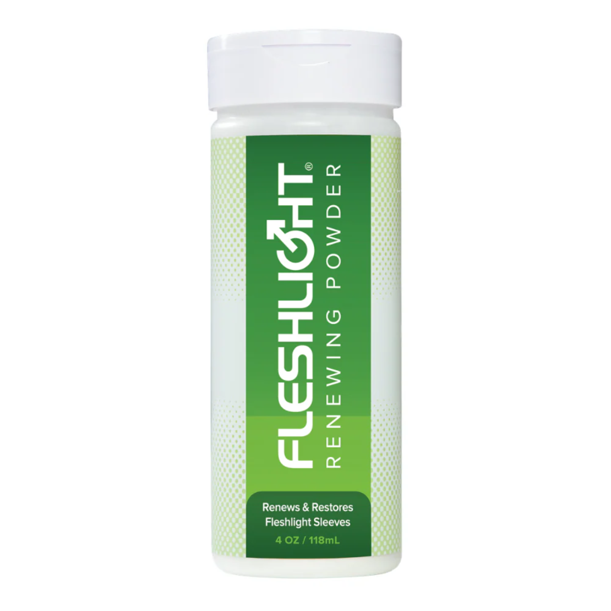 Bottle of Fleshlight Renewing Powder, 4 fl. oz., in the white background, used to renew and restore Fleshlight sleeves. Hauptbild
