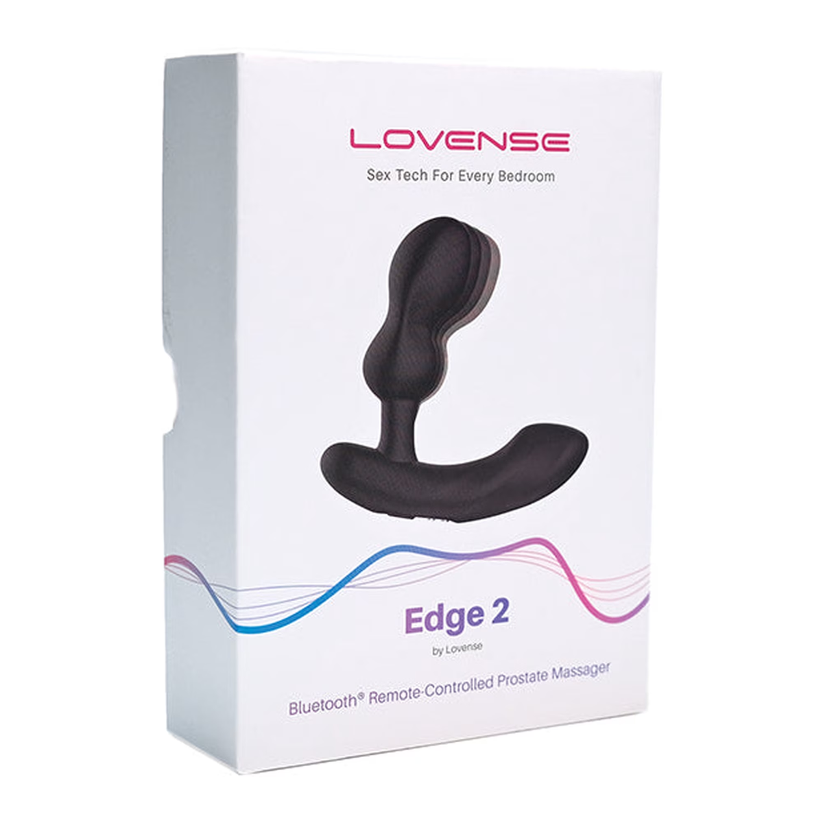 Retail box packaging view for the Lovense Edge 2 Bluetooth Remote-Controlled Prostate Massager.