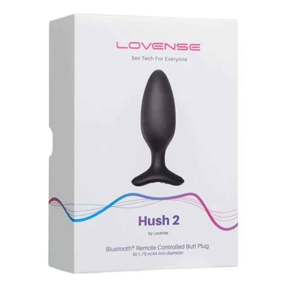 Retail box packaging view for the Lovense Hush 2 Bluetooth Remote-Controlled Butt Plug (Medium / 1.75 in / 44 mm diameter). Hauptbild