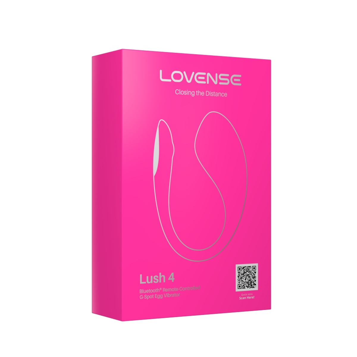 Front packaging view of the bright pink retail box for the Lovense Lush 4 Bluetooth Remote-Controlled G-Spot Egg Vibrator. Hauptbild