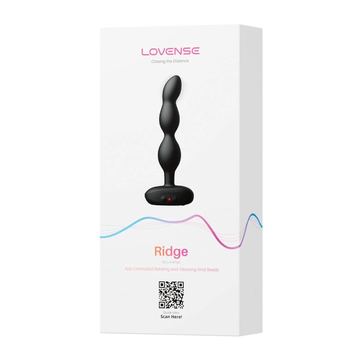 Retail box packaging view for the white Lovense Ridge App Controlled Rotating and Vibrating Anal Beads box. Hauptbild