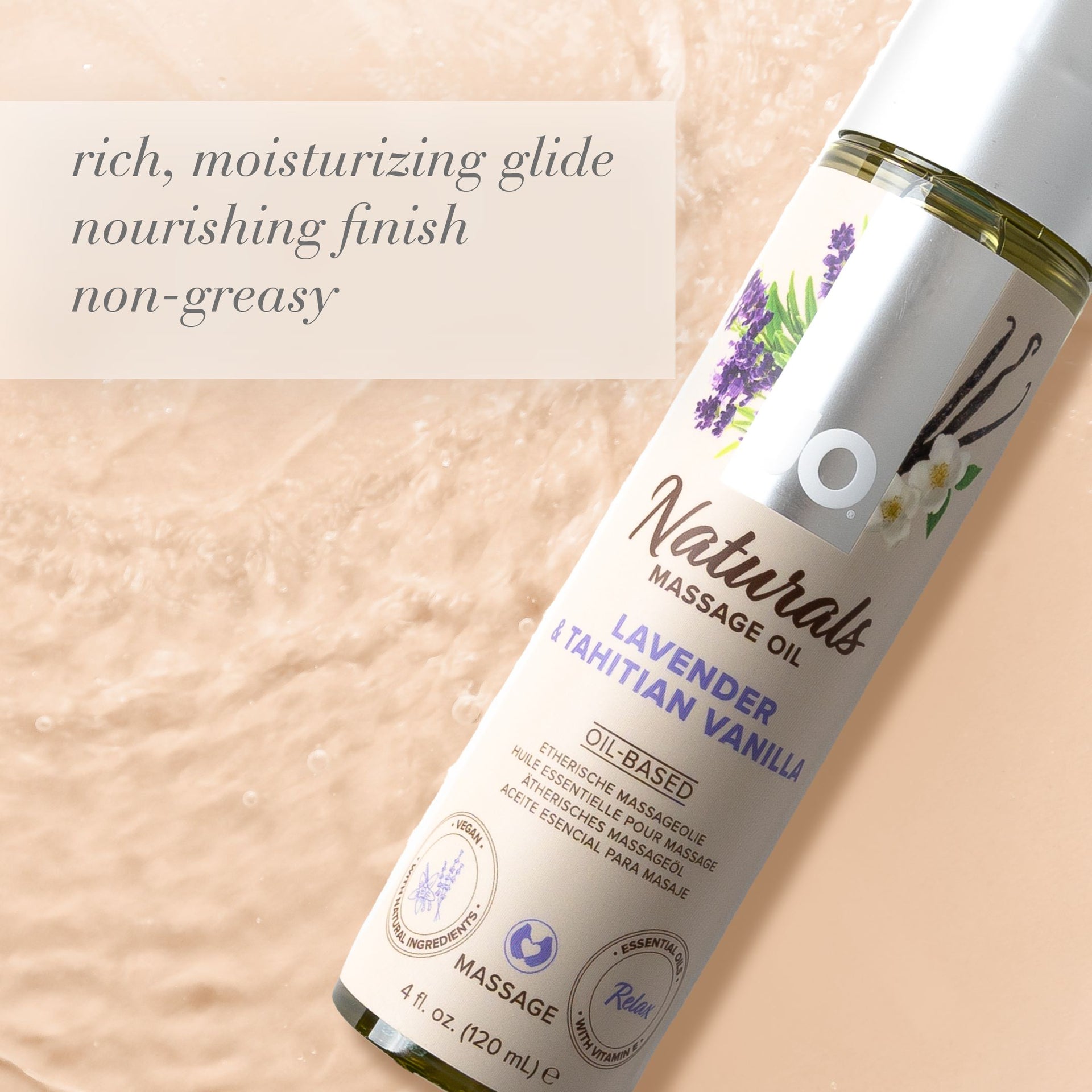 JO Naturals Massage Oil Lavender & Tahitian Vanilla 4 fl oz Zweitbild