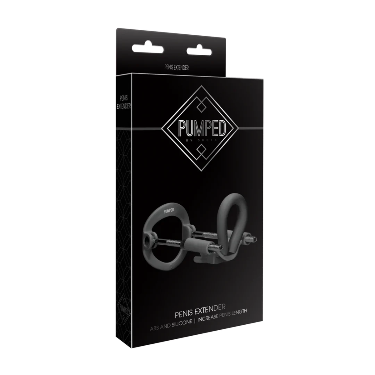 Packaging for the black Pumped Penis Extender, showing the device and brand logo. Hauptbild
