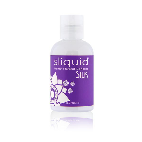 An image of Sliquid Silk Hybrid 125ml lubricant in white background. 