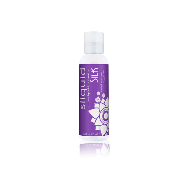 An image of Sliquid Silk Hybrid 60ml lubricant in white background. 