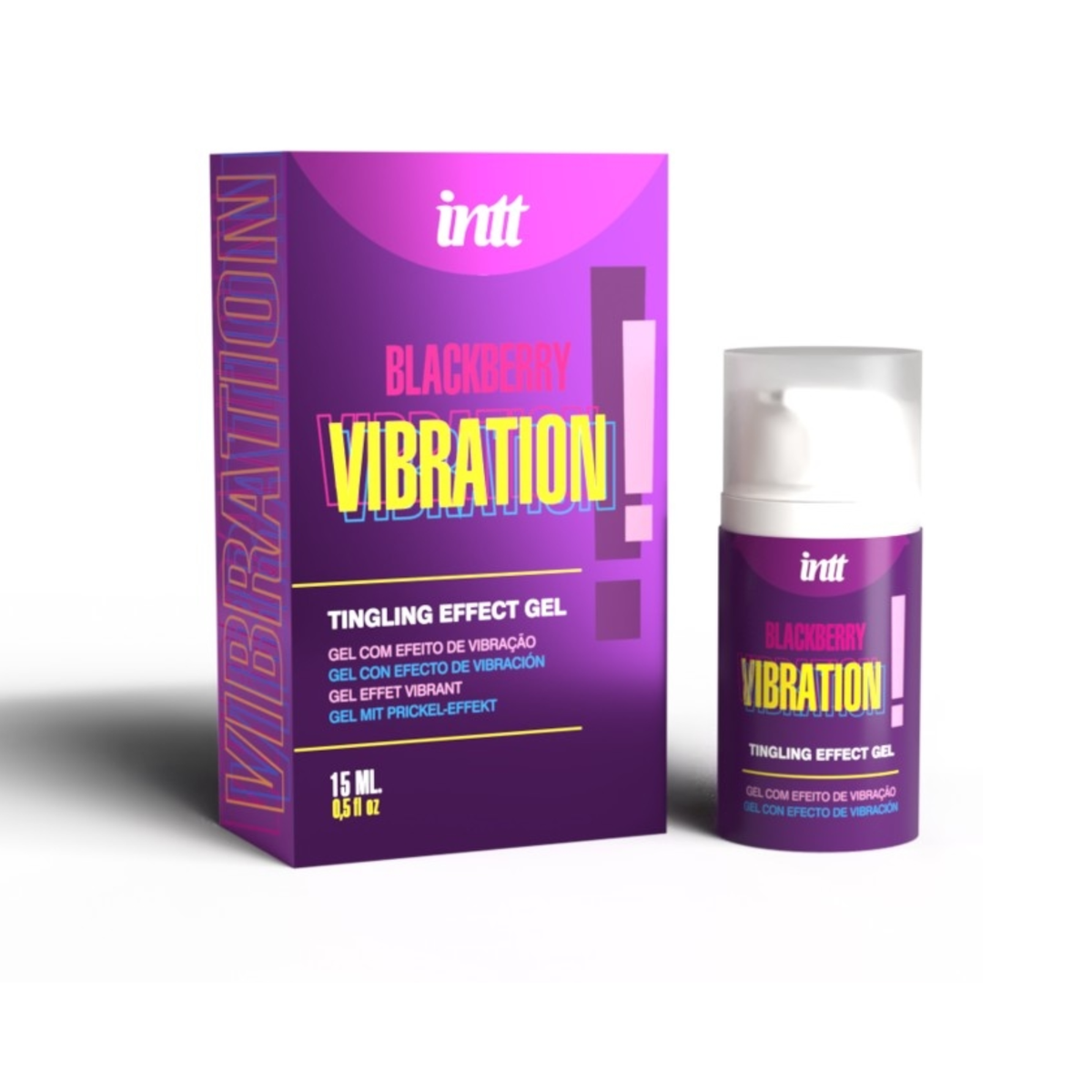 intt Blackberry Vibration Tingling Effect Gel and purple product box in a white background. Hauptbild