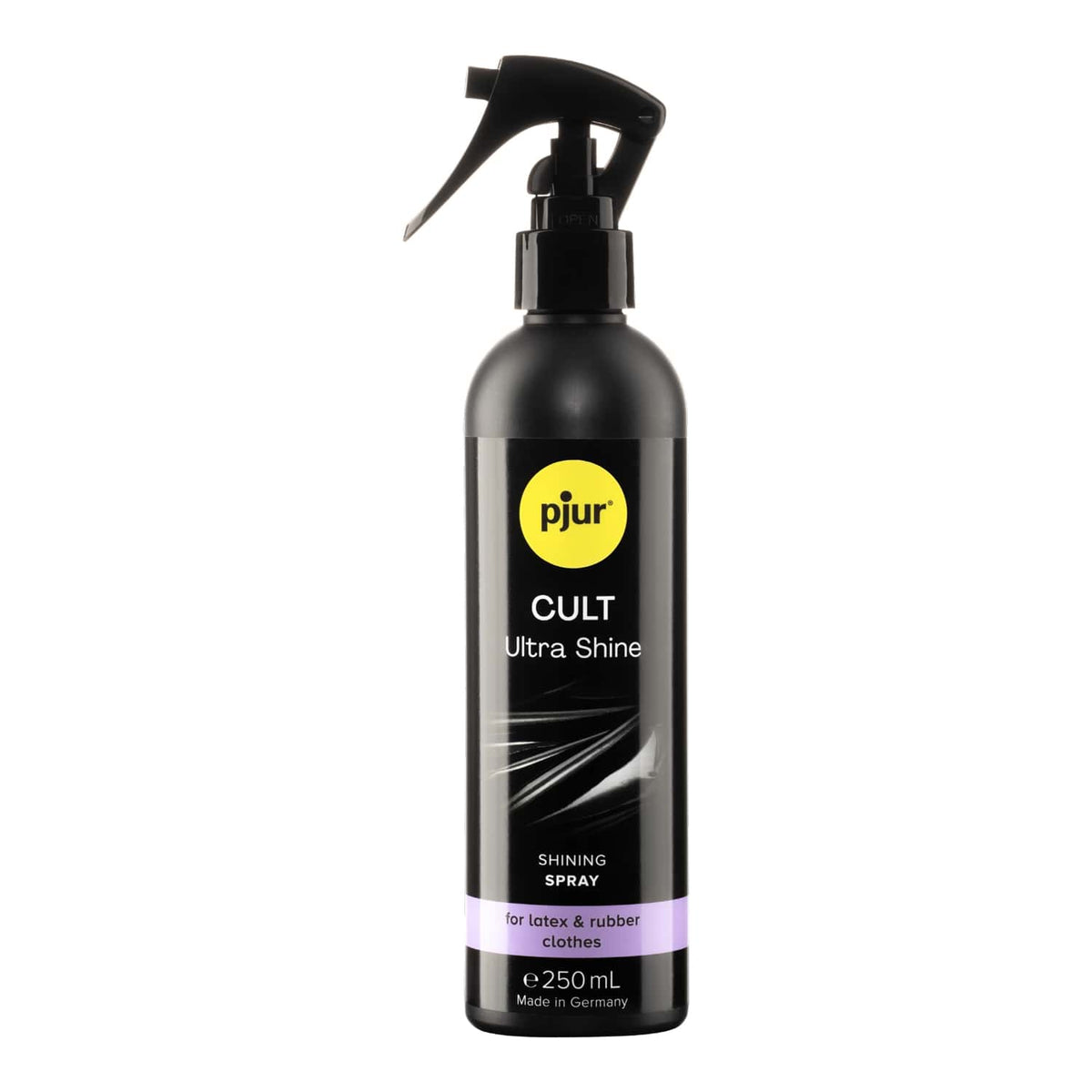 A black spray bottle of Pjur Cult Ultra Shine is presented against a white background. Hauptbild