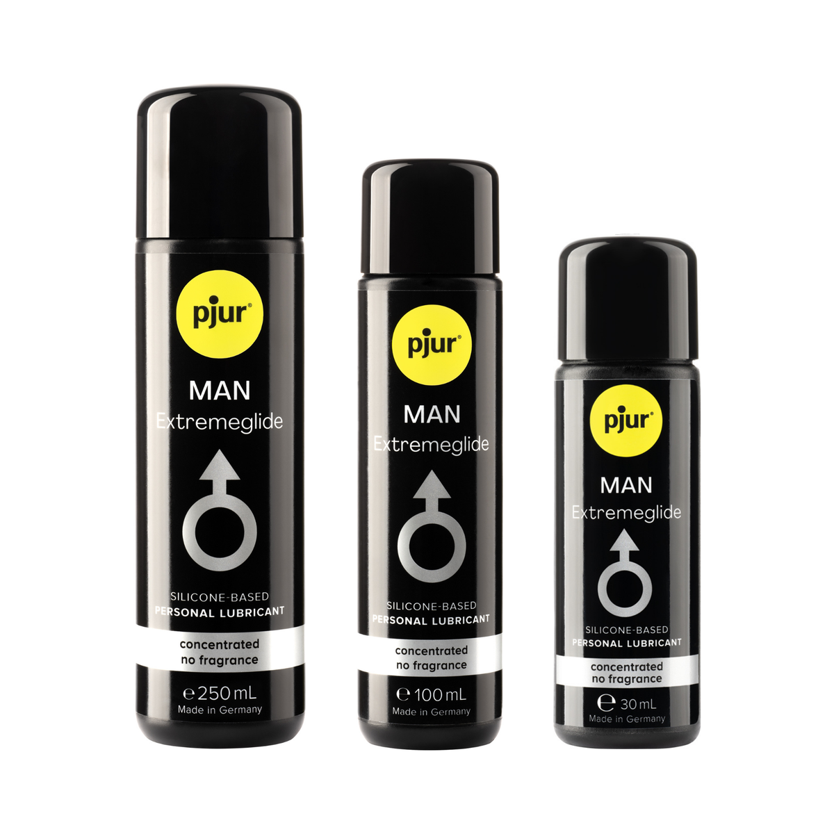 A black bottles of Pjur Man Extremeglide lubricants is shown on a white background. Hauptbild