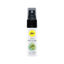 A small white spray bottle of pjur med PRO-LONG delay spray with a yellow logo and green accents on a white background.
