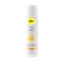 A white bottle of pjur med SOFT water-based personal lubricant with a yellow logo and light orange accents on a white background.