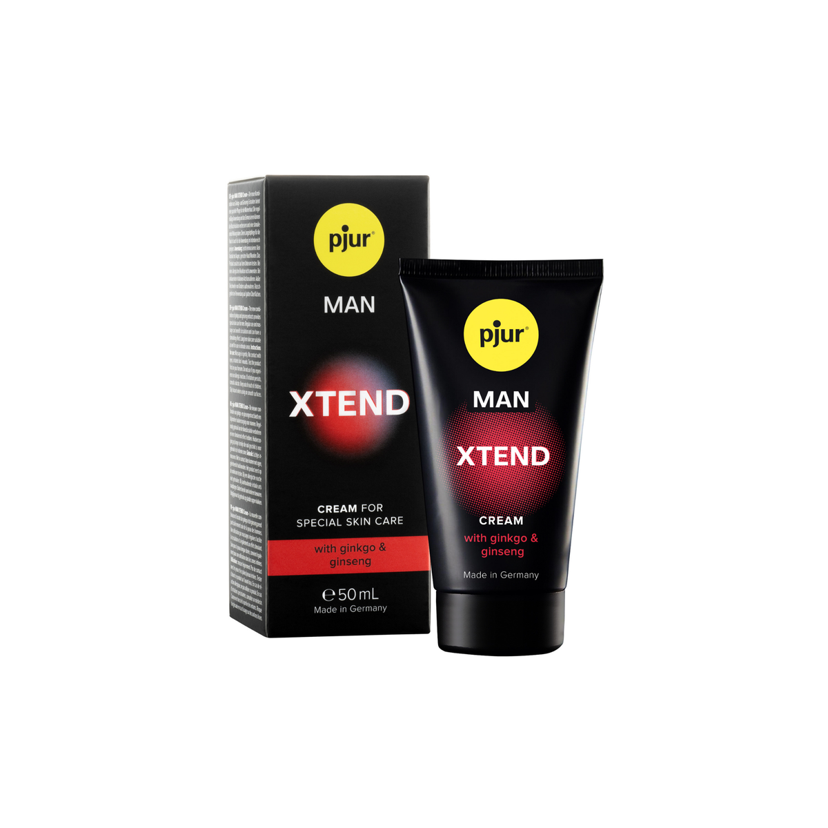 A black box and tube of Pjur Man Xtend cream are shown against a white background. Hauptbild