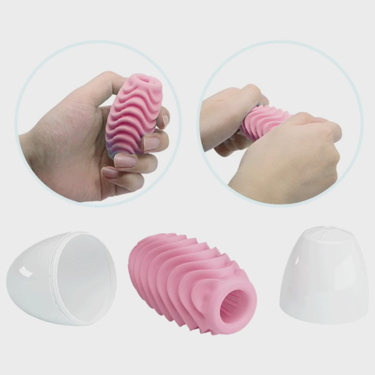 Video of Pretty Love Passionate Double Sided Egg, showcasing the stretchiness and elasticity of the item.