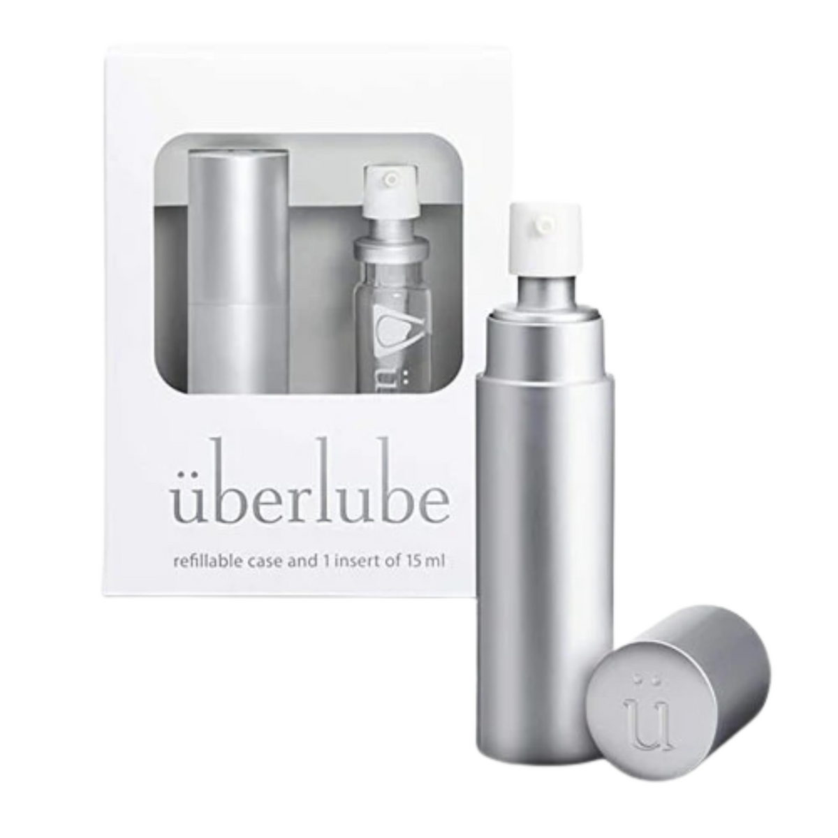 überlube Silver Refillable case & 1 insert 15ml shop at worldcondoms Hauptbild