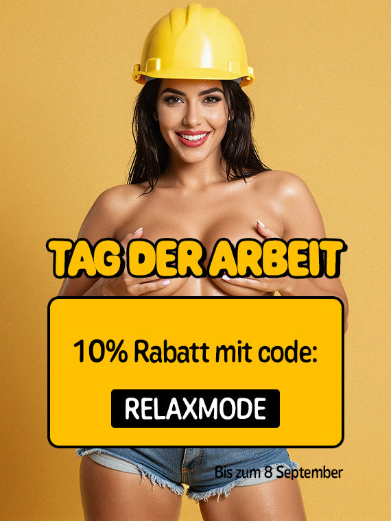 A promotional banner on a warm yellow background celebrating Labor Day featuring a smiling woman wearing a yellow hard hat and denim shorts, offering a 10% discount on non-sale items using promo code DAYOFF through September 8th.