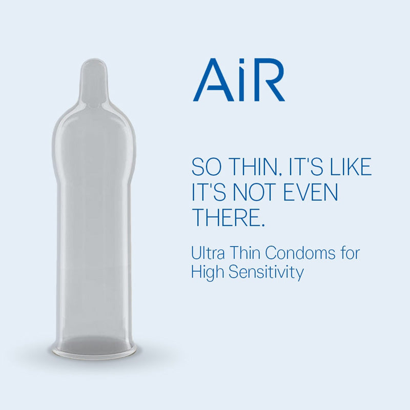 'Air So thin, it's likke it's not even there. Ultra Thin Condoms for High Sensitivity' Durex Invisible Super Thin Condoms Box of 10