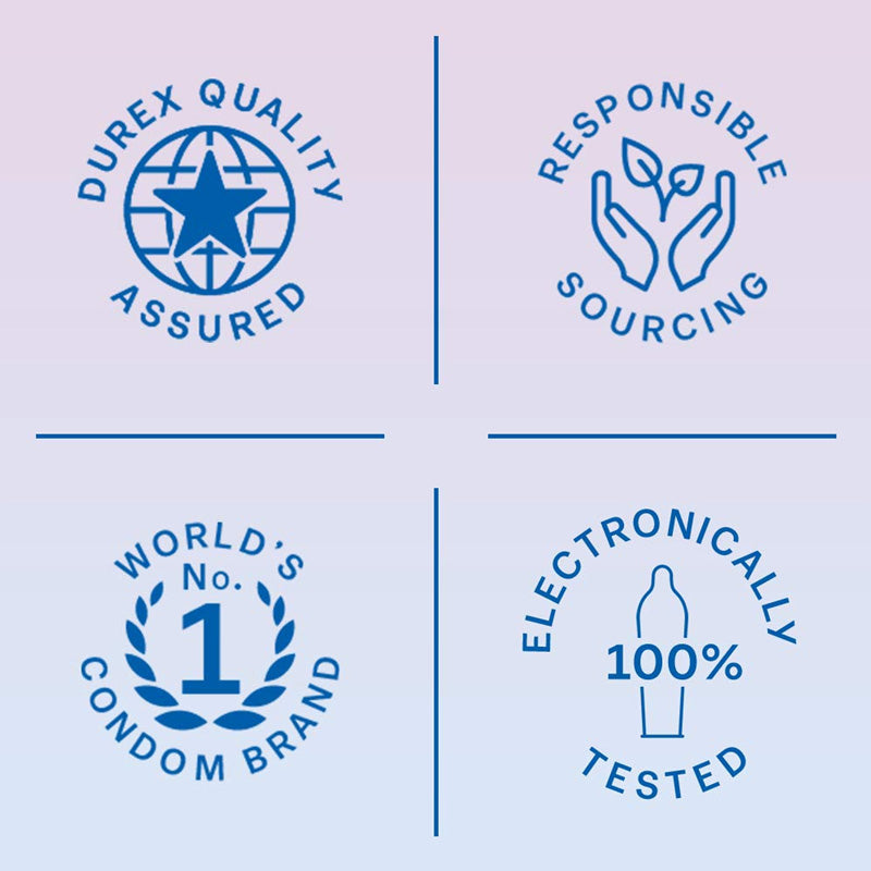 'Durex Quality Assured, Responsible sourcing, worlds no. 1 brand, Electronically tested' Durex Invisible Super Thin Condoms Box of 10
