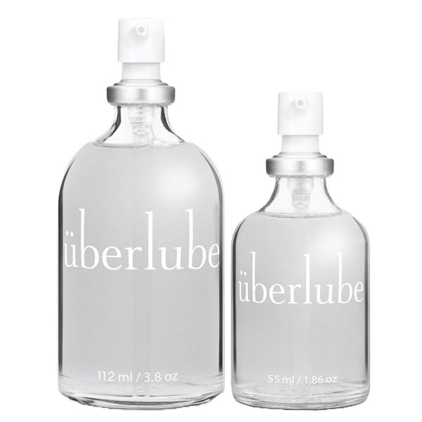 uberlube luxury silicone lubricant 112ml and 55ml glass bottles